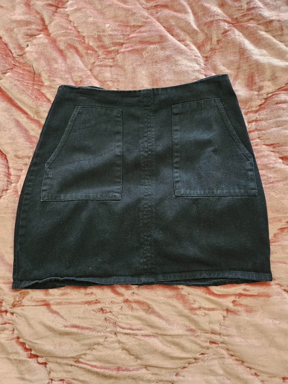 Miami Black Denim Mini Skirt With Front Pockets